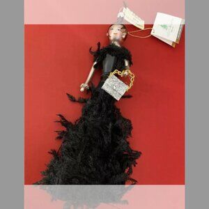 De Carlni Fashionista in Black Gown Christmas Ornament